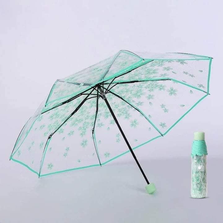 Cherry Blossom Korean Version Three Fold Transparent Umbrella