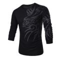 New Fashion Chinese Element Totems Print T-Shirt Men's Casual Slim Fit Stylish T Shirt long Sleeve o-neck Tops TX71 C. 