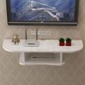 2 Tier Floating Shelf, Media Console Wall Mounted, for Cable Boxes/Routers/Remotes/DVD Players/Game Consoles, Wood Wooden. 