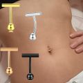 1Pcs Dangling Navel Belly Button Ring Stainless Steel Double T Shape Belly Piercing Ombligo Belly Piercing Jewelry Gifts.