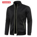 FGKKS 2022 Men Hoodies Sweatshirt Spring Autumn Solid Color Bottoming Jacket High-quality Design Zipper Hoodies Sweatshirt Male. 