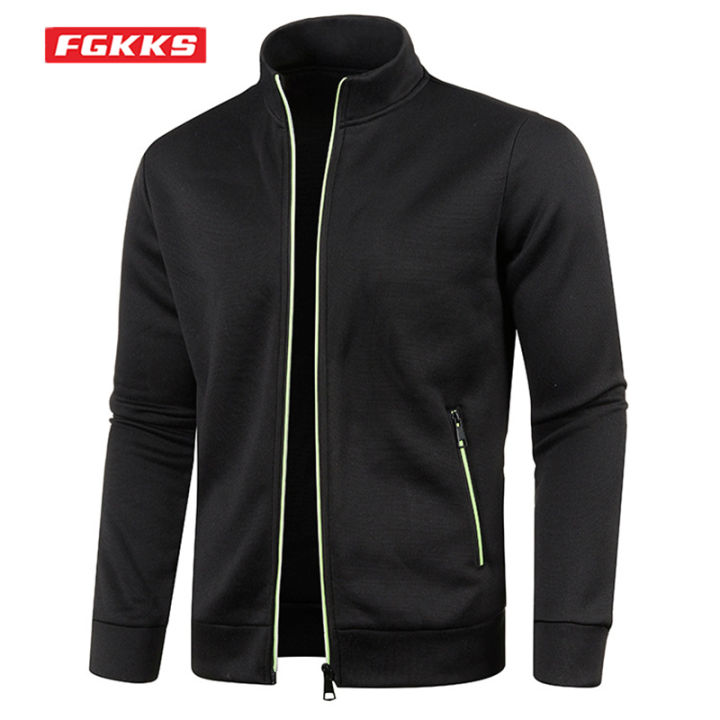 FGKKS 2022 Men Hoodies Sweatshirt Spring Autumn Solid Color Bottoming Jacket High-quality Design Zipper Hoodies Sweatshirt Male