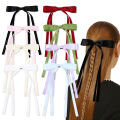 【Bestseller Alert】 Solid Color Hair Clips For Girls Double Layer Ribbon Ponytail Clip Braided Long Ribbon Hair Barrettes Hair Accessories Gift Nicle.