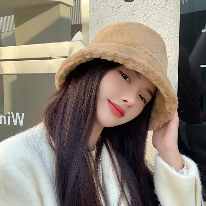 Korean%20Fashion%20Winter%20Furry%20Warm%20Bucket%20Hats%20For%20Women%20Lady%20Cute%20Plush%20Solid%20Color%20Windproof%20Thicken%20Outdoor%20Fisherman%20Cap%20Hat%20-%20Image%207