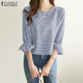 ZANZEA Women Fashion Short Sleeve Plaid Check Shirt Blouse Asymmetrical Hem Loose Tops #2.