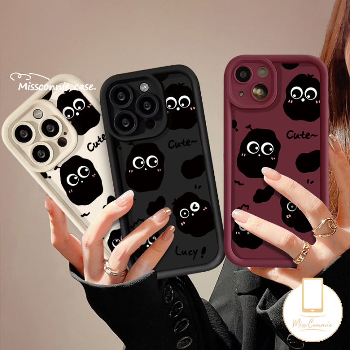 Cartoon Cute Four Red Faced Coal Balls Case For Tecno Spark 10C Go 2023 10 Camon 20 Pro Infinix Note 30 VIP Pro 12 G96 Smart 7 Hot 30 30i Play Fashion English Letter Angel Eye Soft Cover