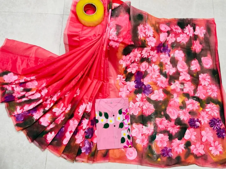 half%20silk%20sharee%20hand%20print%20couple%20set%20-%20Image%202