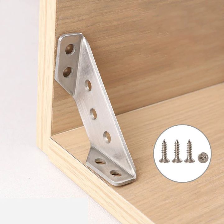 1/2/4Sets Corner Bracket Connector Stainless Steel Corner Brace Joint Fastener for Wood Furniture Bedframe Cabinet Drawer Chair Hardware