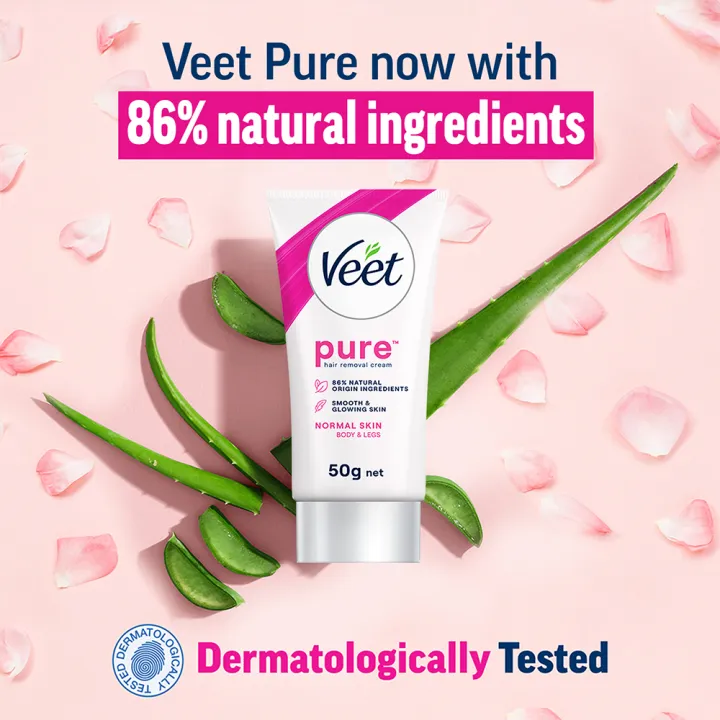 Veet%2050gm%20x%202,%20Normal%20Skin%20Hair%20Removal%20Cream%20for%20Body%20&%20Legs,%20Freshest%20Smell%20with%20Organic%20Aelo%20Vera%20and%20Rose%20Extract,%20Dermatologically%20Tested%20-%20Image%203