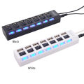 HXSJ Hot USB Hub 7 Port USB 2.0 Independent Switch Indicator High Speed Ultra Slim Splitter Hub with USB Cable. 