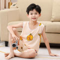 Children's Summer Sleeveless Vest Boys' Home Wear Boy Thin Type Artificial Cotton Air Conditioning Clothes Children's Home Pajamas. 