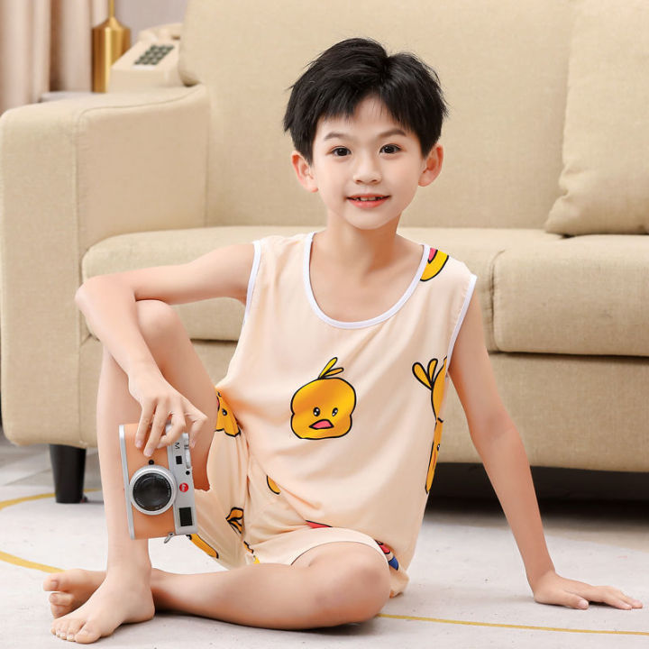 Children's%20Summer%20Sleeveless%20Vest%20Boys'%20Home%20Wear%20Boy%20Thin%20Type%20Artificial%20Cotton%20Air%20Conditioning%20Clothes%20Children's%20Home%20Pajamas%20-%20Image%204