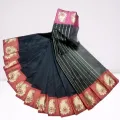 Black color saree/sari/share with two color combination jacquard design par /80% cotton mix sari  collection for women.. 