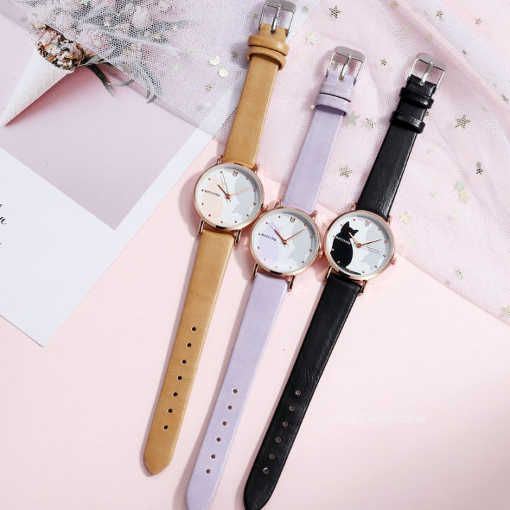 Cute%20Cartoon%20Cat%20Girl%20Watch%20Minimalist%20Harajuku%20Belt%20Quartz%20Women%20Quartz%20Wristwatch%20Kids%20Watches%20Relogio%20Feminino%20Montre%20Femmes%20-%20Image%202