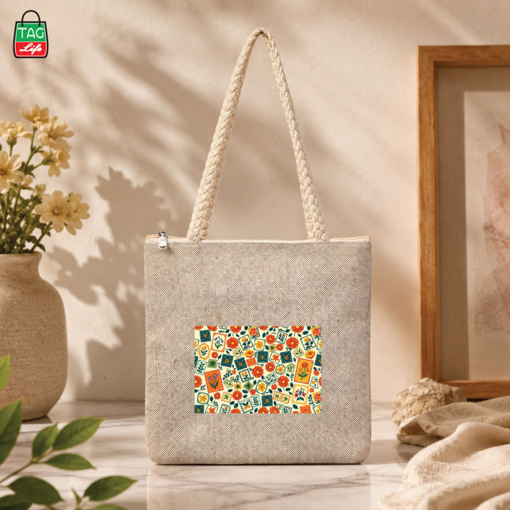 Tag%20Lifestyle%20Eco%20Friendly%20Fashionable%20Jute%20Tote%20Bag%20Shopping%20Bag/College/University%20Bag,%20Tote%20Bag,%20Jute%20Bag%20with%20Zipper%20-%20Image%204