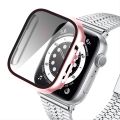 (New) Tempered Glass Film Plating PC Watch Case For Apple Watch Series 9 / 8 & 7 41mm.