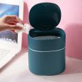 Mini Trash Can Desktop Waste Bin with -Open Lid Small Table Top Bin Graceful Round Corner Paper Bin for Home A.
