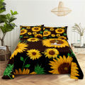 Sunflower Bedding Sheet Home Digital Printing Polyester Bed Flat Sheet With Pillowcase Print Bed Sheet. 