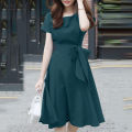 ZANZEA Women Summer Casual Short Sleeved Round Neck Dresses Baggy Midi Dress #11. 