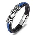 2024 High Quality Infinity Knot Leather Wristband Bracelet Pulsera Stainless Steel Magnetic Clasp Braided Leather Bracelet For Men.