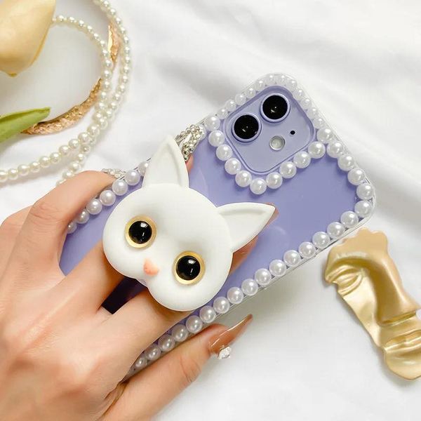 Cat Folding Mirror Phone Pop Socket / Griptok Support For Smartphone Grip Tok Folding Finger Stand Socket.