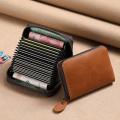 Soft Leather Men's Card Holder Large Capacity Anti-Demagnetization Compact Wallet.