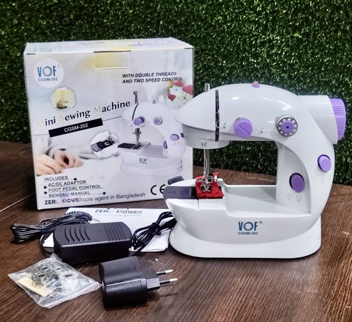 Protable Mini Sewing Machine - Dual Speed Mini Electric Pedal Double Threads Rewind Swing Machine For Travel