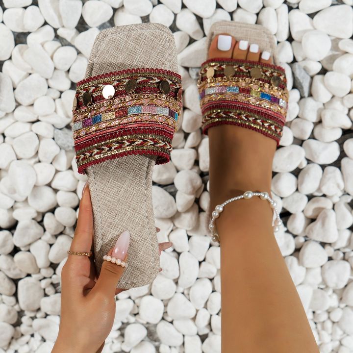 2023%20Shoes%20for%20Women%20Summer%20Basic%20Women's%20Slippers%20High%20Quality%20Boho%20Women%20Slippers%20Women%20Metal%20Decoration%20Flat%20Sandals%20Zapatos%20-%20Image%203