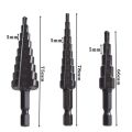 4Pcs 3-12 4-12 4-20mm Straight Groove Step Bit Nitride Twist Drill. 