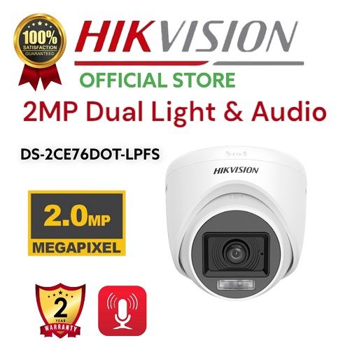 Hikvision Camera Package Full ColorVU With Audio 24 hours 7 Days CCTV Camera 01pc Full Set with all accessories Package
