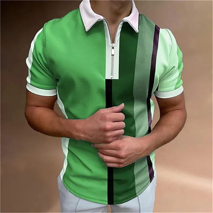 Men's%20Tops%20Polo%20Golf%20Men's%20King%20Print%20T%20Shirt%20High%20Quality%20Turndown%20Short%20Sleeve%20Zipper%20Pullover%20Original%20Golf%20Wear%20Men%20Clothing%20-%20Image%204