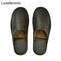 slippers men big sizes Cow Leather home male indoor house for Men's slippers women man slipper Luxury soft Flat shoes. 