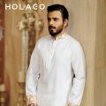 Holago Amber Gold Mountain White Panjabi for Men. 