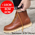 Men Boots Elevator Shoes Hidden Heels High Soft Leather Heightening Shoes For Man Increase Insole 10CM 8CM 6CM Warm Height Boots BunnyGarden.