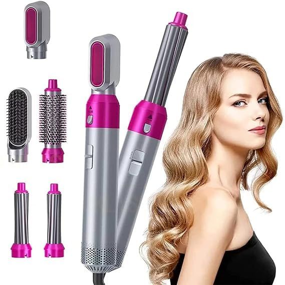 5in1 Hair Styler Detachable Blow Dryer Brush with Negative Ion Technology Suitable for Straightening Manual Curling, Blow Drying and Other Styles