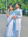 Block Print Half Silk Saree And Dhupian Panjabi For all couple set.