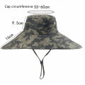 100% Cotton Camouflage Bucket Hat 16CM Large Wide Brim Sun Hat Camping Hiking Mesh Breathable Anti UV Fishing Hats for Men Women. 