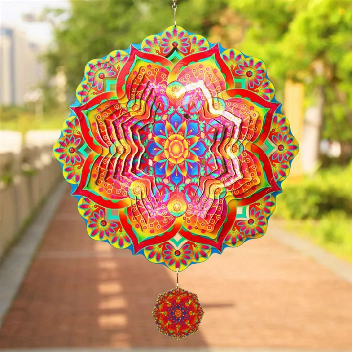 1%20PCS%20Mandala%20Wind%20Spinner%20Metal%203D%20Rotating%20Windchimes%20Luxury%20Art%20Garden%20Hanging%20Outdoor%20Decoration%20-%20Image%202