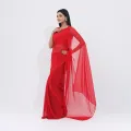 Lightweight Georgette Saree in Vibrant Red Color Ideal for All seasons- Perfect for Casual Wear - Embrace timeless style. 
