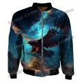 Winter Fashion Men's Bomber Jacket Animal Phoenix Retro Pattern 3D Printed Warm Thick zipper Jacket Unisex Casual Coat FY24. 