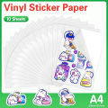 10Sheets A4 Glossy White Silver Printable Vinyl Sticker Paper Waterproof Self-adhesive Transparent Copy Paper for Inkjet Printer. 