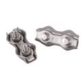 20 Pcs 3mm Duplex Clips Stainless Steel Wire Cable Rope Grips Clamps Caliper. 