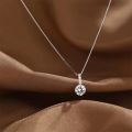 Fashion 925 Sterling Silver Round Zircon Necklace Minimalist Style Charm Choker Pendant Party Gift For Women's Fine Jewelry. 