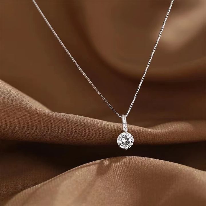 Fashion%20925%20Sterling%20Silver%20Round%20Zircon%20Necklace%20Minimalist%20Style%20Charm%20Choker%20Pendant%20Party%20Gift%20For%20Women's%20Fine%20Jewelry%20-%20Image%205