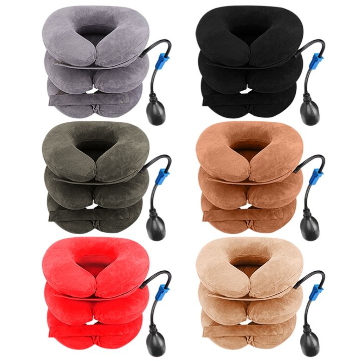 Neck Stretcher Inflatable 3 Tubes Air Neck Traction Apparatus Device Neck Cervical Collar Pillow Pain Stress Pain Relief Tractor