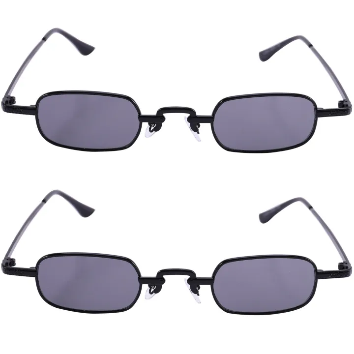 Punk Glass 2x Retro Punk Glasses Clear Square Sunglasses Female Retro Metal Frame ...