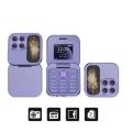 i17 Mini Folding Mobile Phone 2 SIM Purpal. 