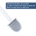Silicon Toilet Brush With Plastic Holder Slim Flex Toilet Cleaner Brush Anti-Drip Set, No-Slip Long Handle Soft Silicone Brush.