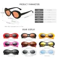 【happy one】White BlueOval Kurt Cobain Sunglasses Vintage Sun Glasses for Male Female Red Eyewear UV400. 