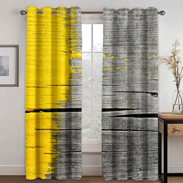 3D Printing Custom Yellow Personality Living Room Bedroom Shading Blackout Window Curtain Home Decoration Adult Decorative